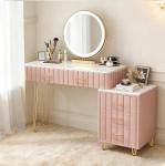Pink LED Vanity Table with 5 Drawers
