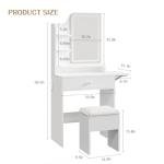 Compact Lighted Vanity Desk with Charging Station