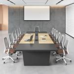 Large Conference Table with Charging Stations