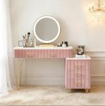 Pink LED Vanity Table with 5 Drawers