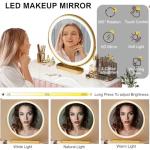 Pink LED Vanity Table with 5 Drawers