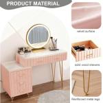 Pink LED Vanity Table with 5 Drawers