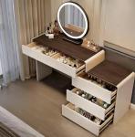Modern Vanity Desk with LED Mirror and Storage