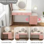Pink LED Vanity Table with 5 Drawers