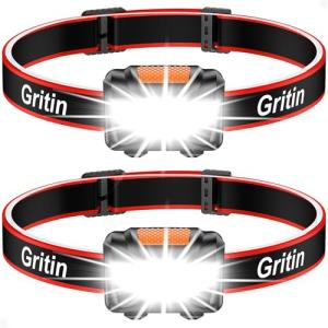 Gritin LED Headlamp 2-Pack - Super Bright & Waterproof
