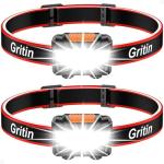 Gritin LED Headlamp 2-Pack - Super Bright & Waterproof