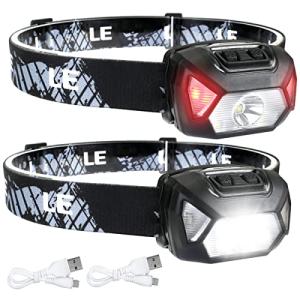 Rechargeable LED Head Torch - 2 Pack, 2000L