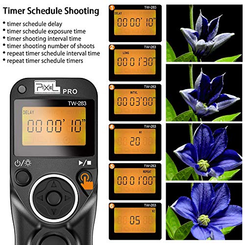Remote Shutter Compatible for Canon, PIXEL Wireless Shutter Release Timer Remote Control E3/N3 Compatible for Canon Eos 1D 5D Mark IV 5D 6D 7D Mark R5 R6 50D 40D 30D 20D 10D D60 RP XT T7i 500D 90D by PIXEL