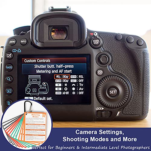 Photography Accessories DSLR Cheat Sheet Cards for Canon, Nikon, Sony, Camera Accessories Quick Reference Cards Photography Guides & Tips: Settings, Exposure, Modes, Composition, Lighting etc 4Ã3 inch from Tip Info