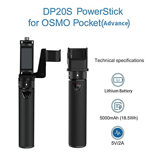 Smatree Portable Osmo Pocket 2 PowerStick(Power Bank) Compatible for DJI Osmo Pocket 2 & DJI Osmo Pocket, Handheld Smartphone Holder Mount Bracket for Osmo Pocket Camera by Smatree