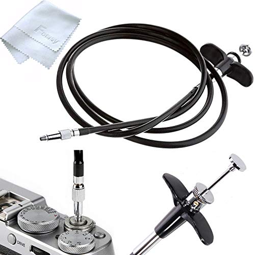 Fotasy 100cm Mechanical Cable Shutter Release with Bulb-Lock for Fujifilm X10 X20 X30 X100s X100t X-Pro1 X-Pro2 X-E1 X-E2, Leica M6 M7 M8 and Nikon Df F4 FM2 F3 FE FM3a F80, Threaded Release Cable from Fotasy