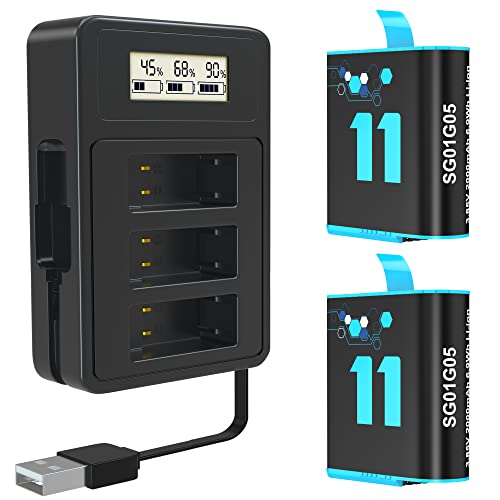 TOMSHEIR 2000mAh Batteries for GoPro Hero 9/10 Battery (2-Pack) and 3-Channel USB Quick Charger (Fully Compatible with Gopro Hero 9 Gopro Hero 10 Black Official) by Roofer Electronics Technology(Shanwei) Co.,Ltd