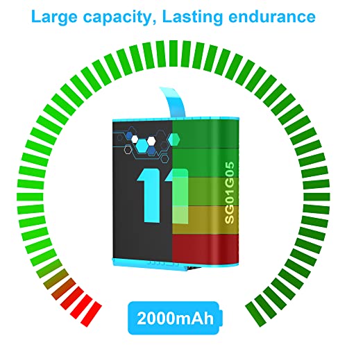 TOMSHEIR 2000mAh Batteries for GoPro Hero 9/10 Battery (2-Pack) and 3-Channel USB Quick Charger (Fully Compatible with Gopro Hero 9 Gopro Hero 10 Black Official) by Roofer Electronics Technology(Shanwei) Co.,Ltd
