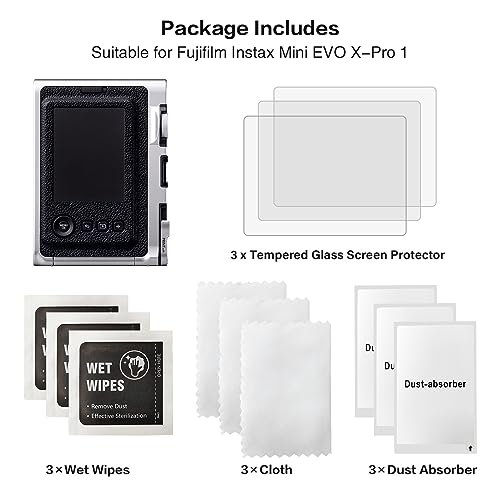 Rieibi (3 Packs) Screen Protector for Fujifilm Instax Mini EVO X-Pro1 Digital Camera, 0.25mm 9H Hardness Tempered Glass Film for Fuji XPRO1 X-Pro 1 Anti-Fingerprint Anti-Scratch Ultra-clear from Rieibi