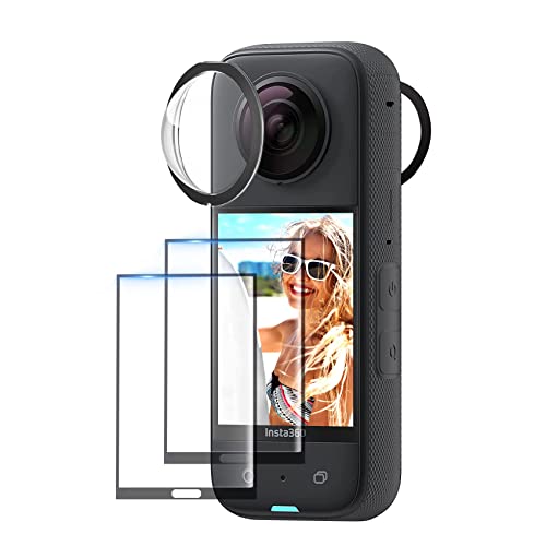 CYNOVA Insta 360 X3 Sticky Lens Guard Screen Tempered Film Set, Screen Protector for Insta360 X3 Accessories LCD Tempered Glass 9H Hardness by CYNOVAUS