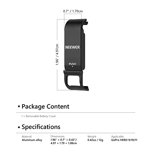 NEEWER Protective Cover Replacement Door Compatible with GoPro Hero 11 Hero 10 Hero 9 Black, Battery Charging Door Vlog Accessory Compatible with GoPro 11 10 9 Action Camera Battery, ST19 by NEEWER