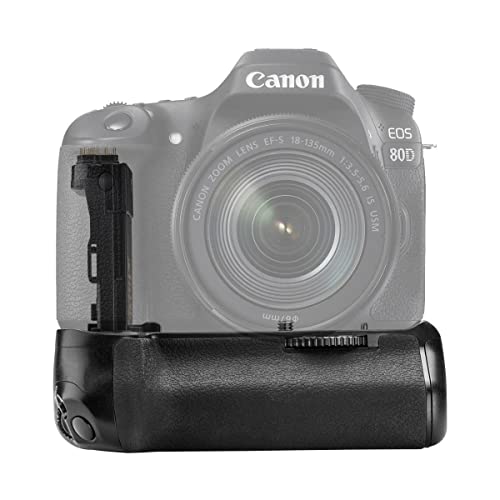 Battery Grip Kit for Canon EOS 70D, EOS 80D, EOS 90D Digital SLR Camera Includes Qty 2 BM Prmeium LP-E6 Batteries + BG-E14 Replacement Battery Grip by Big Mike's
