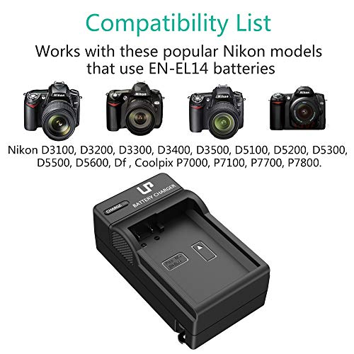 LP EN-EL14 EN EL14a Battery Charger, Charger Compatible with Nikon D3500, D5600, D3300, D5100, D5500, D3100, D3200, D5200, D5300, D3400, DF, Coolpix P7000, P7100, P7700, P7800 Cameras & More from Shenzhen Number King Tech Co., Ltd.