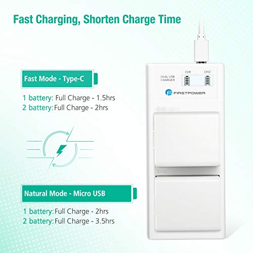 FirstPower Replace Arlo Pro Arlo Pro 2 Upgraded Rechargeable Battery VMA4400 2-Pack & Dual Quick LCD Charger for Arlo Pro, Arlo Pro 2, Arlo Go, Arlo Security Light Batteries by FirstPower