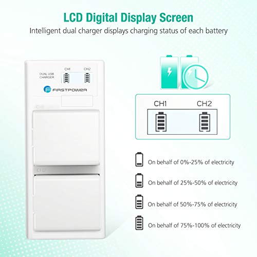 FirstPower Replace Arlo Pro Arlo Pro 2 Upgraded Rechargeable Battery VMA4400 2-Pack & Dual Quick LCD Charger for Arlo Pro, Arlo Pro 2, Arlo Go, Arlo Security Light Batteries by FirstPower