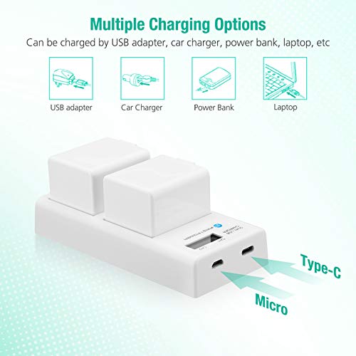 FirstPower Replace Arlo Pro Arlo Pro 2 Upgraded Rechargeable Battery VMA4400 2-Pack & Dual Quick LCD Charger for Arlo Pro, Arlo Pro 2, Arlo Go, Arlo Security Light Batteries by FirstPower