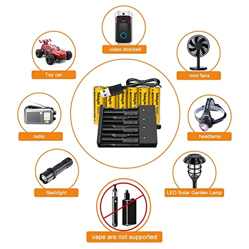 6pcs 1ï¿µ8ï¿µ6ï¿µ50 Rechargeable Batterï¿µy 5000mAh Wï¿µiï¿µth 18650 Battery Charger ,Universal Charger for Rechargeable 3.7V Li-ion Batteries 18650 26650 14500 10440 (U.S. Shipping) from Tokeyla