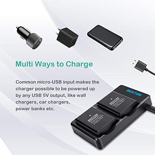 BESTON 2-Pack EN-EL14 / EN-EL14a Battery Packs and Rapid USB Charger for Nikon D3100 D3200 D3300 D3400 D3500 D5100 D5200 D5300 D5500 D5600 DF Coolpix P7000 P7100 P7700 P7800 Cameras by BESTON