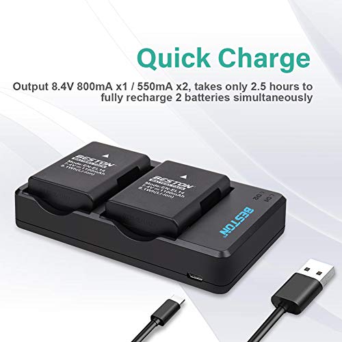 BESTON 2-Pack EN-EL14 / EN-EL14a Battery Packs and Rapid USB Charger for Nikon D3100 D3200 D3300 D3400 D3500 D5100 D5200 D5300 D5500 D5600 DF Coolpix P7000 P7100 P7700 P7800 Cameras by BESTON
