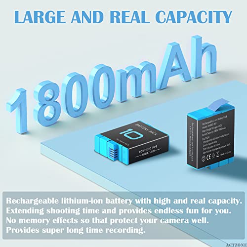 Battery Charger Station for GoPro Hero-9 Hero-10, 2 Pack Batteries Compatible with GoPro Hero 9 Hero 10 Black AHDBT-901 ADDBD-001 by Dongguan Hongbo New Energy Technology Co., Ltd