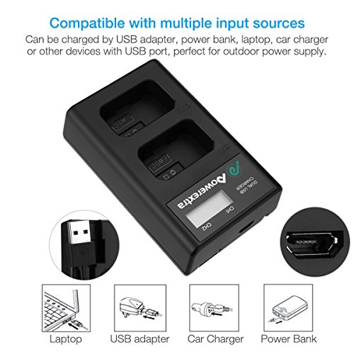 Powerextra 2 Pack Replacement Sony NP-FW50 Battery & Smart LCD Display Dual Channel Charger Compatible for Sony ZV-E10, Alpha a6500, a6300, a6000, a7s, a7, a7s ii, a7s, a5100, a5000, a7r, a7 ii Camera by Powerextra