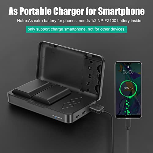 JYJZPB NP-FZ100 Battery Replacement and A7iii Battery Charger for Sony A7 III, Sony Alpha A7R III, A7R IV, A9, A6600, Alpha 9S, A7R3 A7S III, A7R III Battery, 2 Packs by JYJZPB