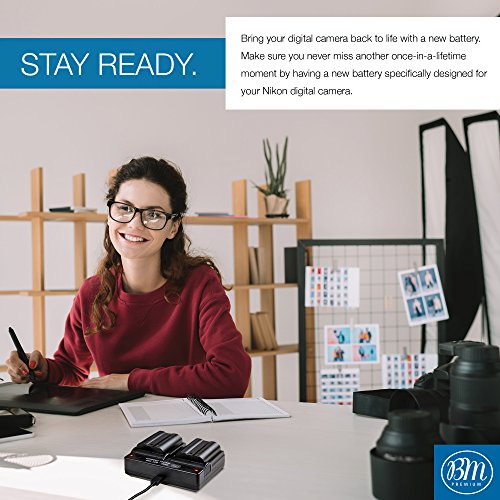 BM Premium 2 Pack of EN-EL15B Batteries and Dual Battery Charger for Nikon Z6, Z7, D780, D850, D7500, 1 V1, D500, D600, D610, D750, D800, D800E, D810, D810A, D7000, D7100, D7200 Digital Cameras by Big Mike's