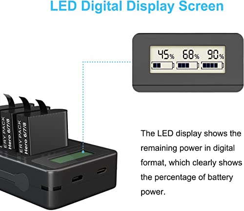 TOMSHEIR 1800mAh Replacement Batteries for GoPro Hero 8/7/6/5 (2-Pack) and USB Fast Charger Compatible with GoPro Hero 8 Black, Hero 7 Black, Hero 6 Black, Hero 5 Black by Roofer Electronics Technology(Shanwei) Co.,Ltd