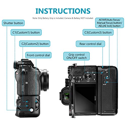 Neewer Vertical Battery Grip Replacement for Sony VG-C2EM, Compatible with Sony A7 II A7S II and A7R II Cameras with 2 Pieces 7.4V 1100mAh NP-FW50 Rechargeable Li-ion Batteries and Dual Charger from Neewer