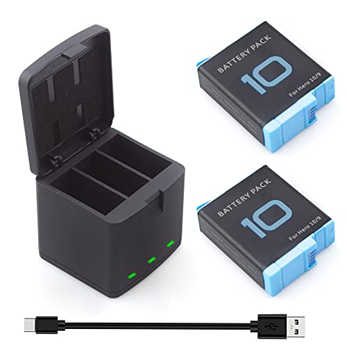 2 Pack Batteries fit for GoPro Hero 10, GoPro Hero 9 Black, 3-Channel Battery Charger Station for Hero 10/ Hero 9 from Dongguan Hongbo New Energy Technology Co.,Ltd.