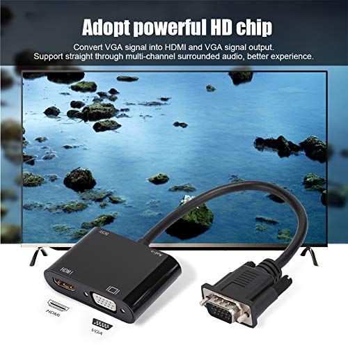 VGA to HDMI VGA Converter, HD Automatic Detection Video Converter Cable Plug and Play Adapter for Computer Projector Notebooks from Sutinna