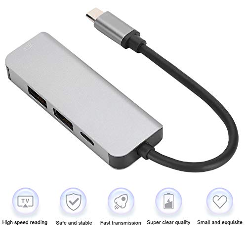 Multifunction Adapter Docking Station Light Luxury Frosted Aluminum Body Sturdy and Durable USBC Typec for HDTV by Hilitand