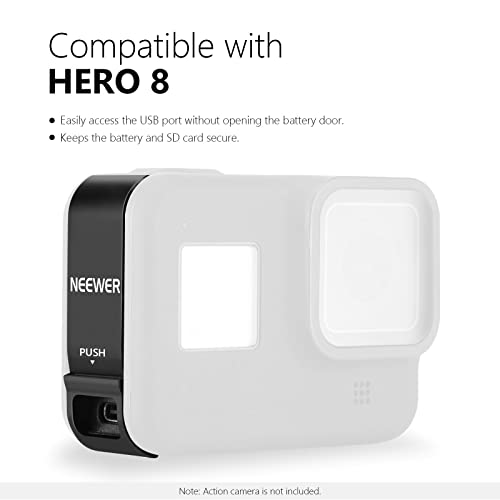 Neewer Removable Battery Cover Type-C Charging Port Adapter Aluminum Alloy Replacement Door Compatible with GoPro Hero 8 Black â ST18 by NEEWER