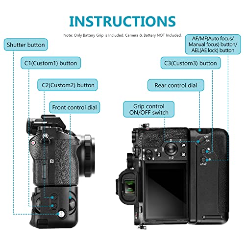 Neewer Vertical Battery Grip Replacement, Compatible with Sony VG-C2EM Works with NP-FW50 Battery for Sony A7 II A7S II and A7R II Cameras (Battery NOT Included) by Neewer