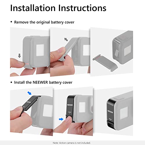 Neewer Removable Battery Cover Type-C Charging Port Adapter Aluminum Alloy Replacement Door Compatible with GoPro Hero 8 Black â ST18 by NEEWER