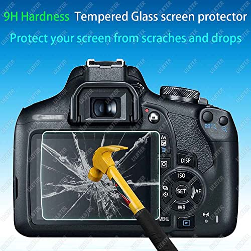 Rebel T7 T6 Screen Protector for Canon EOS Rebel T7 T6 T5 DSLR Camera & Hot Shoe Cover, [2+3Pack] ULBTER 0.3mm 9H Hardness Tempered Glass Flim Anti-Scrach Anti-Fingerprint Anti-Bubble by BTER