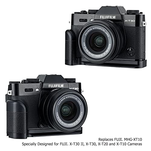 Metal Hand Grip L Bracket for Fuji Fujifilm X-T30 II X-T30 X-T20 X-T10 Anti-Slip Holder, w/Battery Memory Card Compartment Opening & Speaker Hole, Replaces MHG-XT10 by Jinjiacheng Photography Equipment Co.,Ltd.