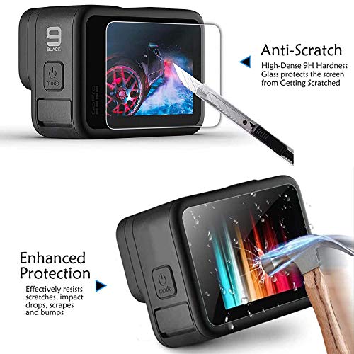 [9pcs] Hero 11 10 9 Screen Protector for GoPro Hero 11 10 9 Black, Ultra Clear Tempered Glass Screen Protector + Tempered Glass Lens Protector + Tempered Glass Front LCD Display Film for GoPro Hero 9 10 11 Action Camera by haojiao