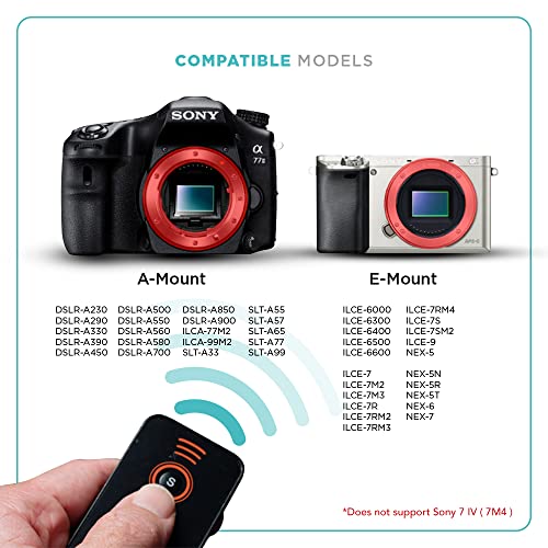 Foto&Tech IR Wireless Remote Control Compatible with Sony A7R IV III II,A7III A9 A7 II A7 A7R A7S A6600 A6500 A6400 A6300 A6000 A55 A65 A77 A99 A900 A700 A580 A560 A550 A500 NEX-7 NEX-6 NEX5T NEX-5R by FOTO&TECH