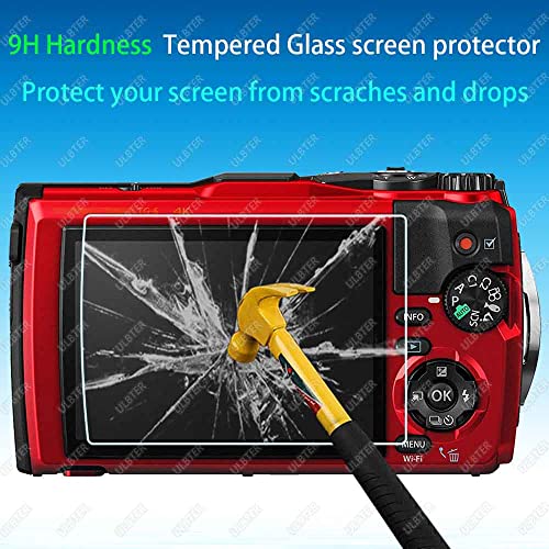 Screen Protector for Olympus TG-6 TG-5 TG-4 Red Black,ULBTER 0.3mm 9H Hardness TG6 TG5 TG4 Tempered Glass Screen Cover, Anti-Scrach Anti-Dust [3 Pack] from BTER