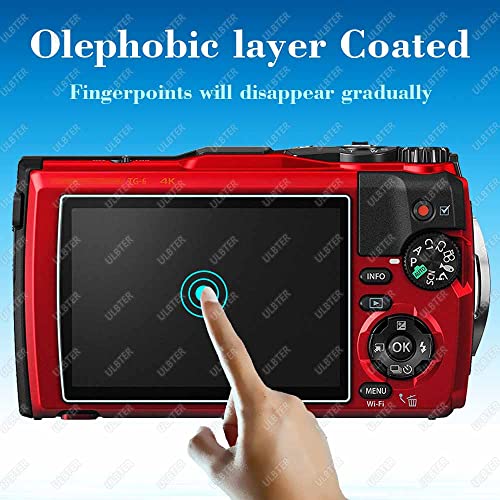 Screen Protector for Olympus TG-6 TG-5 TG-4 Red Black,ULBTER 0.3mm 9H Hardness TG6 TG5 TG4 Tempered Glass Screen Cover, Anti-Scrach Anti-Dust [3 Pack] from BTER