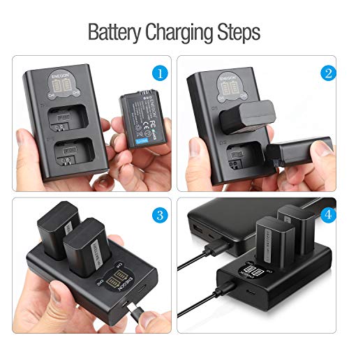 ENEGON NP-FW50 Battery (2-Pack,1300mAh) and Dual Charger for Sony A6000, A6400, A6300, A6500, A7, A7II, A7RII, A7SII, A7S, A7S2, A7R, A7R2, A55, A5100, RX10 Accessories by ENEGON