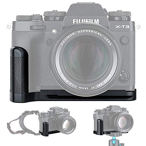JJC Metal Hand Grip L Bracket Holder for Fujifilm Fuji X-T3 XT3 X-T2 XT2 Camera, Arca Swiss Type Quick Release Plate, Replaces Fujifilm MHG-XT3 MHG-XT2 Handgrip (Not Compatible with X-T4 XT4) by Jinjiacheng Photography Equipment Co.,Ltd.