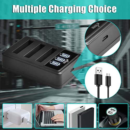 Pickle Power 3 Pack Li-50B D-LI92 Batteries and 3 Channel LED Battery Charger Replacement for Olympus Stylus Tough 6020 8000 8010 and Stylus 1020 1030 9000 SP-720UZ SZ-10 SZ-11 SZ-12 SZ-15 SZ-16 SZ-20 by Pickle Power