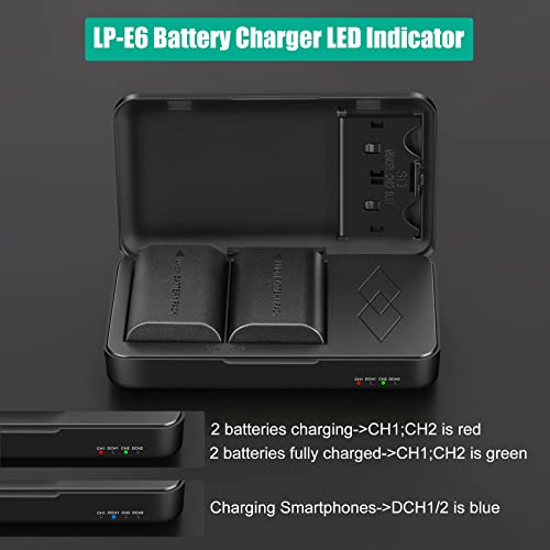 JYJZPB LP-E6N LP-E6 Battery Charger Case, 2 Pack LP-E6 Batteries Compatible with Canon 5D Mark II, III, 5D Mark IV, 5DS, 5DS R, 60D, 6D Mark II, 7D, 7D Mark II, 70D, 80D Digital Cameras from Shenzhen Number King Tech Co., Ltd.